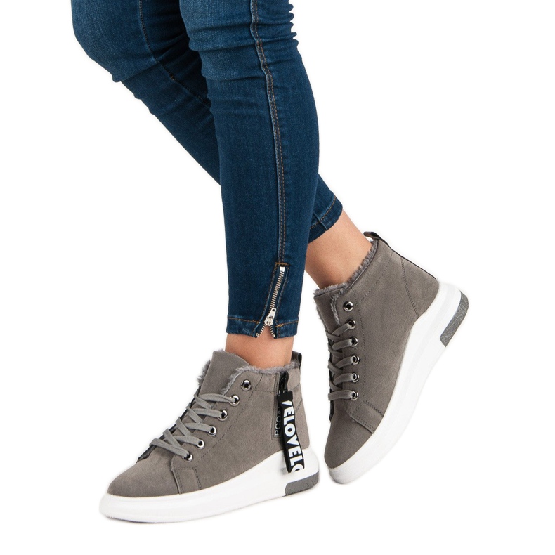 Teplé šedé tenisky šedá 2