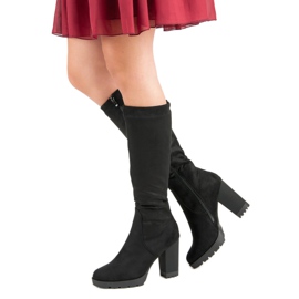 Super Mode Boty na semišové platformě černý 2