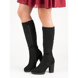 Super Mode Boty na semišové platformě černý 1