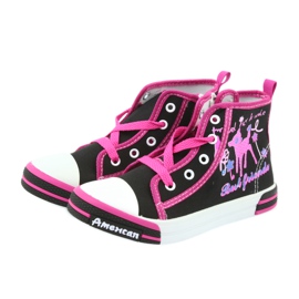 American Club Černé tenisky dětské boty na zip American TEN13 černá modrý růžový 3