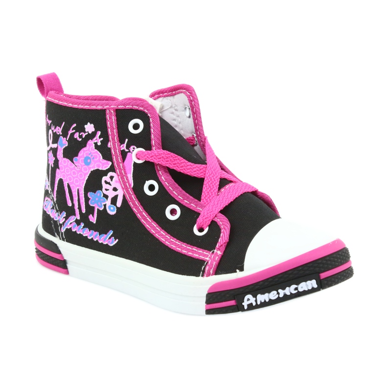 American Club Černé tenisky dětské boty na zip American TEN13 černý modrý růžový 1
