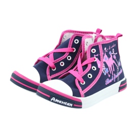 American Club Americké TEN13 tmavě modré tenisky se zipem námořnická modrá modrý růžový 3