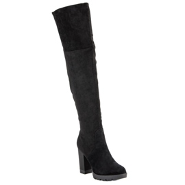 Super Mode Semišové kozačky na platformě černý 1