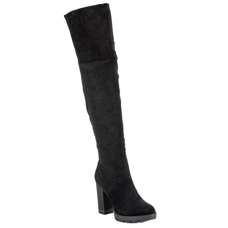 Super Mode Semišové kozačky na platformě černý 1