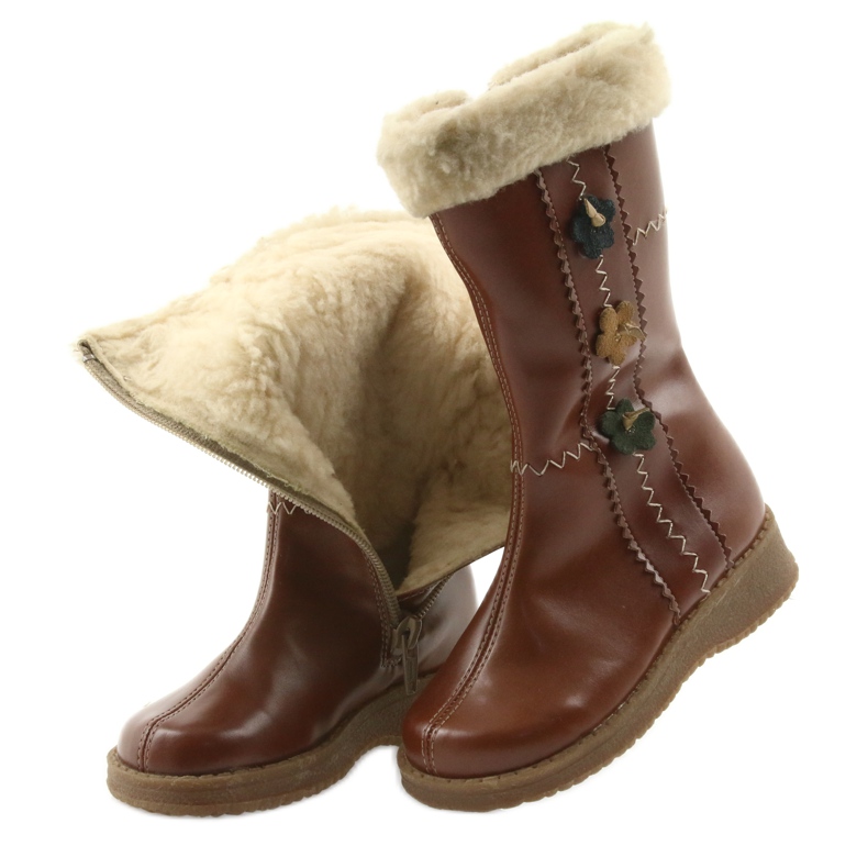 Zawadka Dívčí boty s kožešinou Zawatka hnědé hnědý 4 Zawadka Dívčí boty s kožešinou Zawatka hnědé hnědý 4