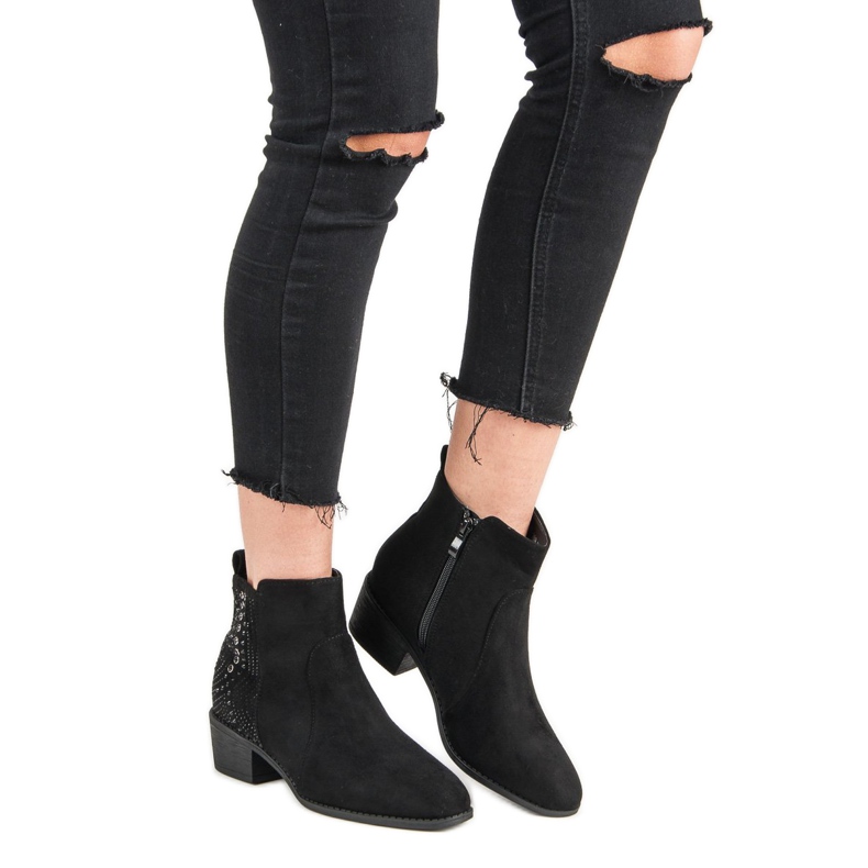 Nio Nio Černé boty s krystaly černá 2