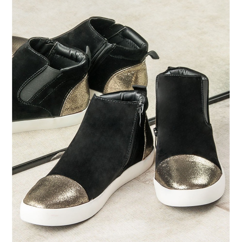 J. Star Elegantní dámské tenisky černá žlutá 2