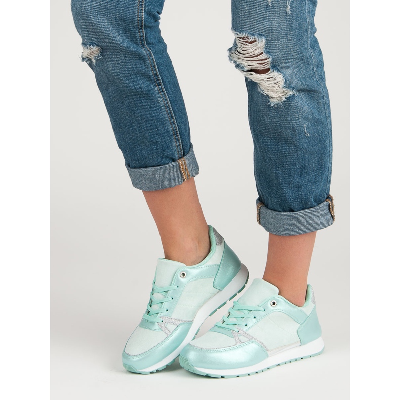 Šněrovací sportovní obuv bílý šedá zelená 2