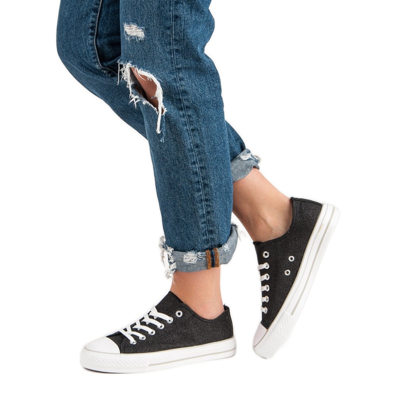 Třpytivé tenisky černá 2