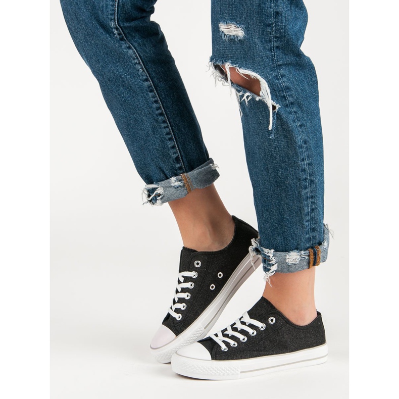 Třpytivé tenisky černý 1