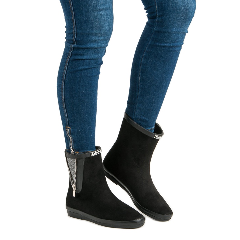Kylie Semišové galoše s ozdobným zipem černá 2