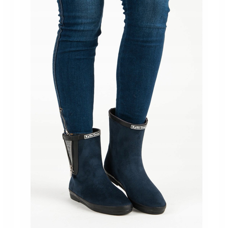 Kylie Semišové galoše s ozdobným zipem námořnická modrá 2