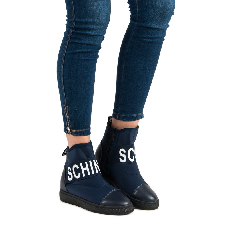 Bestelle Módní vysoké tenisky bílý námořnická modrá 2