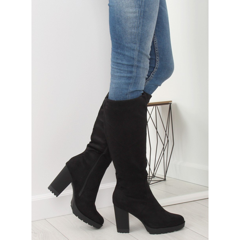 Černé vysoké podpatky 7290 Černá černý 2