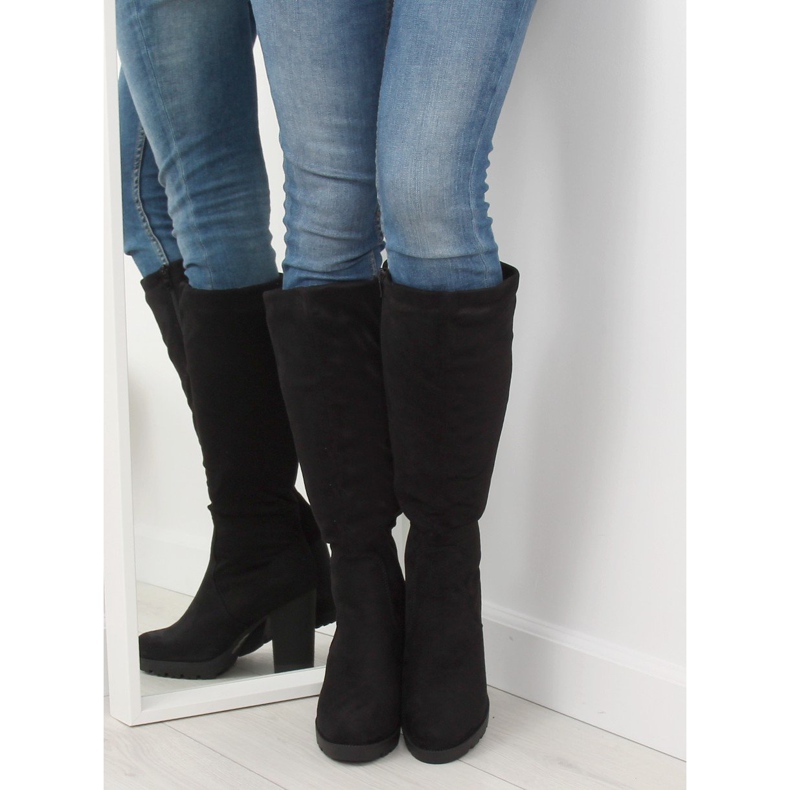 Černé vysoké podpatky 7290 Černá černý 1