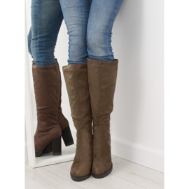 Boty na vysokém podpatku khaki 7290 Khaki 1