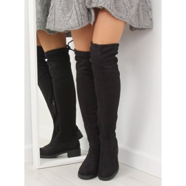 Černé dámské stehenní boty NS013 Black černá 1