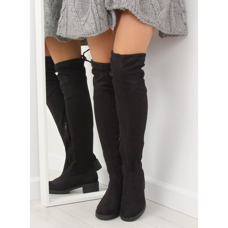 Černé dámské stehenní boty NS013 Black černá 1 Černé dámské stehenní boty NS013 Black černá 1
