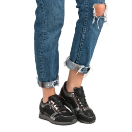 Sportovní obuv s ozdobným zipem černá šedá 2