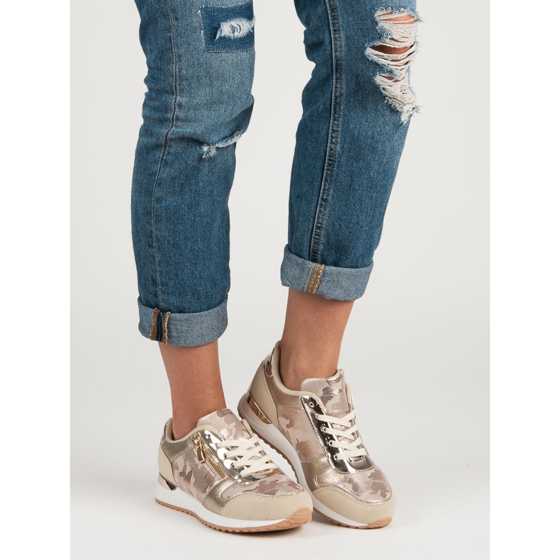 Sportovní obuv s ozdobným zipem žlutá růžový 1