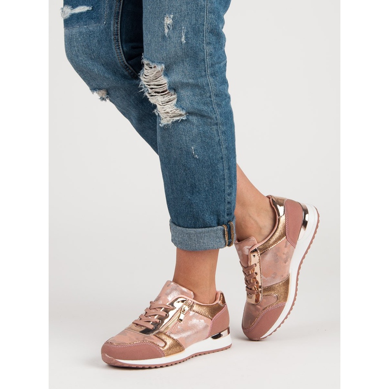 Sportovní obuv s ozdobným zipem žlutá růžový 2