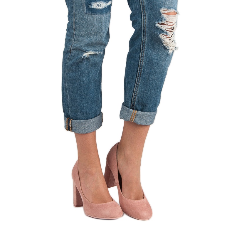 Seastar Semišové Lodičky Na Sloupu růžový 2