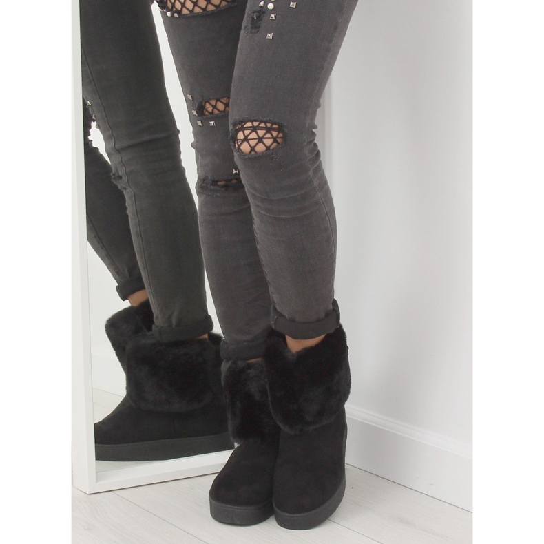 LV58 Černé dámské černé sněhové boty černá 1