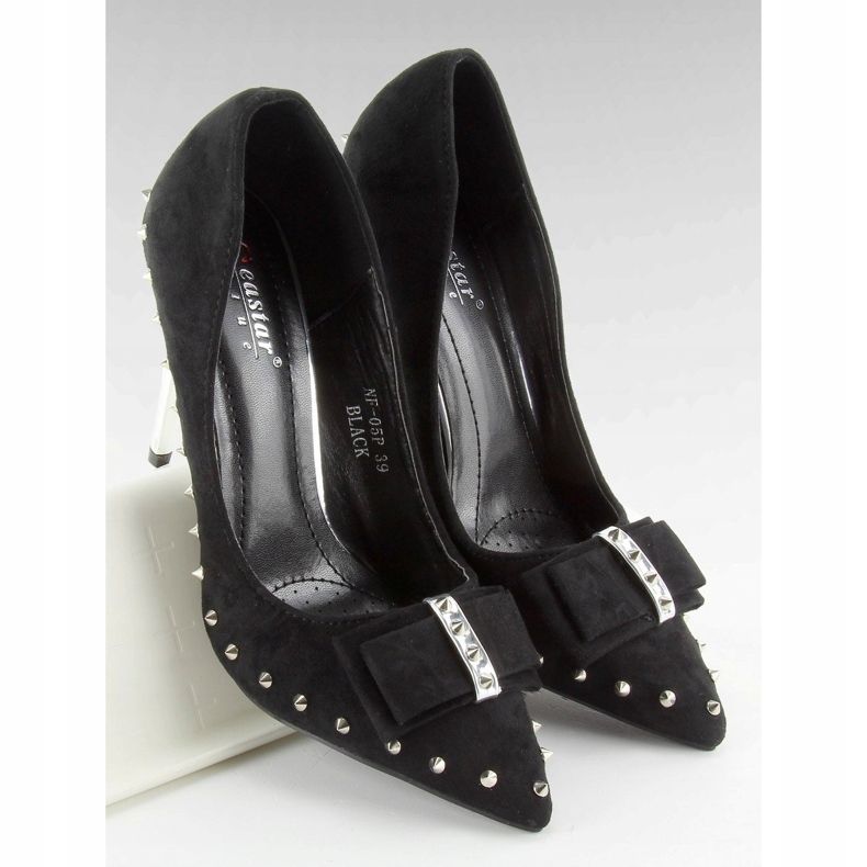 Černé nf-05p Černé kolíky s cvočky a mašlí černá 2 Černé nf-05p Černé kolíky s cvočky a mašlí černá 2