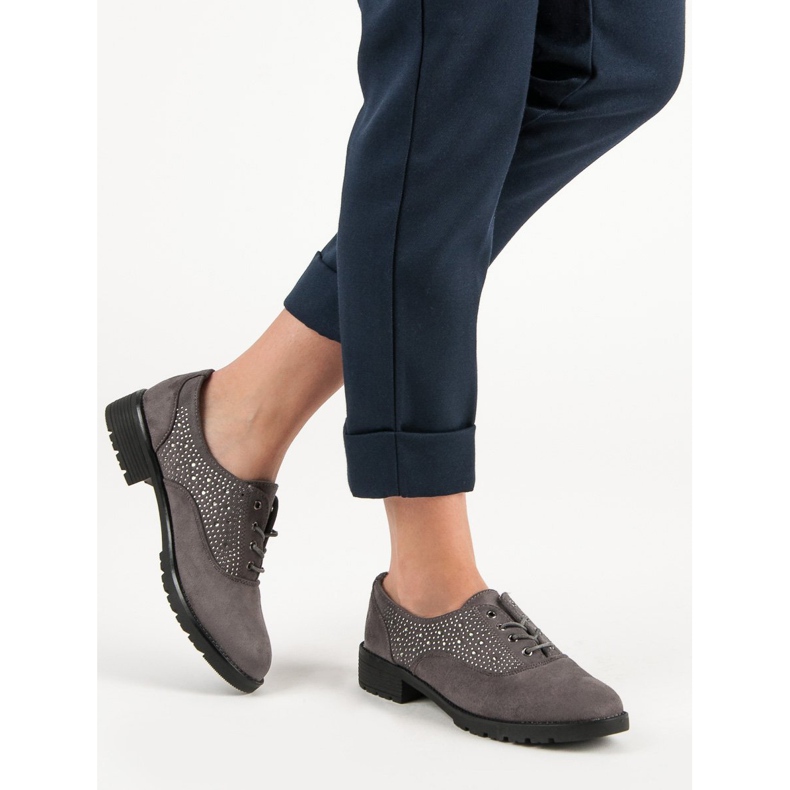 Šedé semišové boty šedá 2