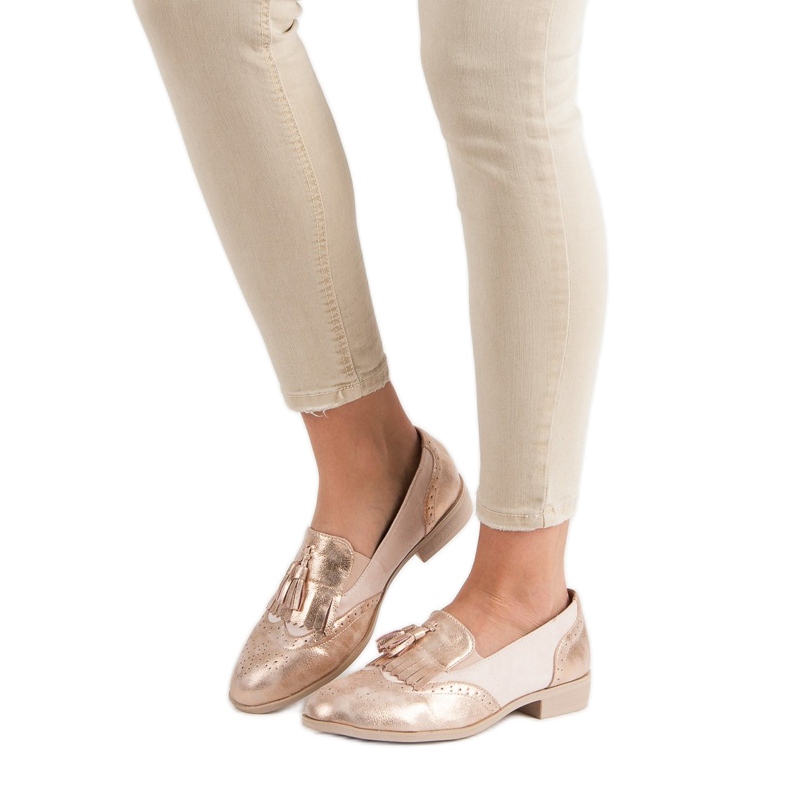 Tina&Co Mokasíny s třásněmi růžový 1