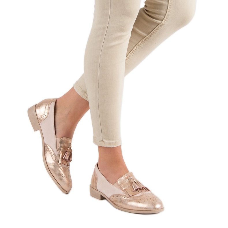 Tina&Co Mokasíny s třásněmi růžový 2