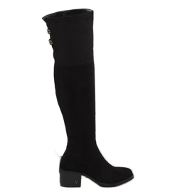 Černé kozačky na vysokém podpatku BH131-HB Black černý 1