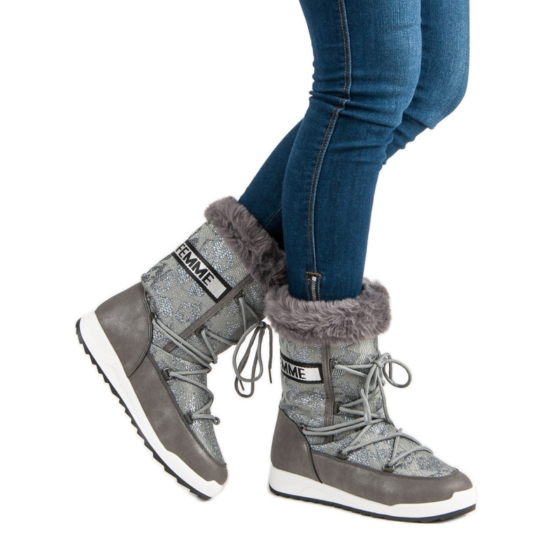 Vysoké sněhové boty šedá 2