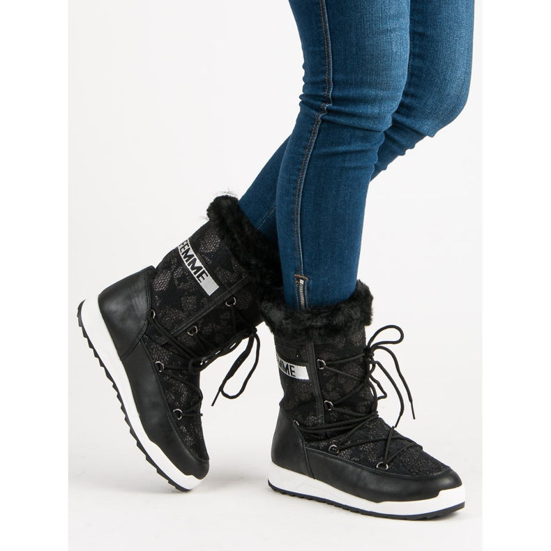 Vysoké sněhové boty černý 2