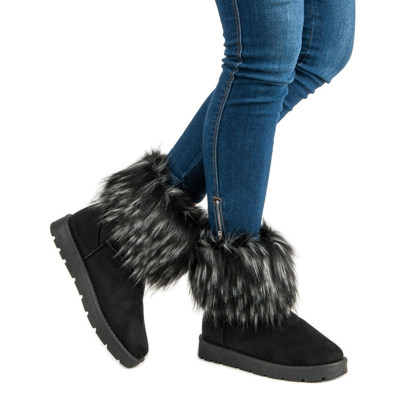 Černá Mukluki S Kožešinou 1