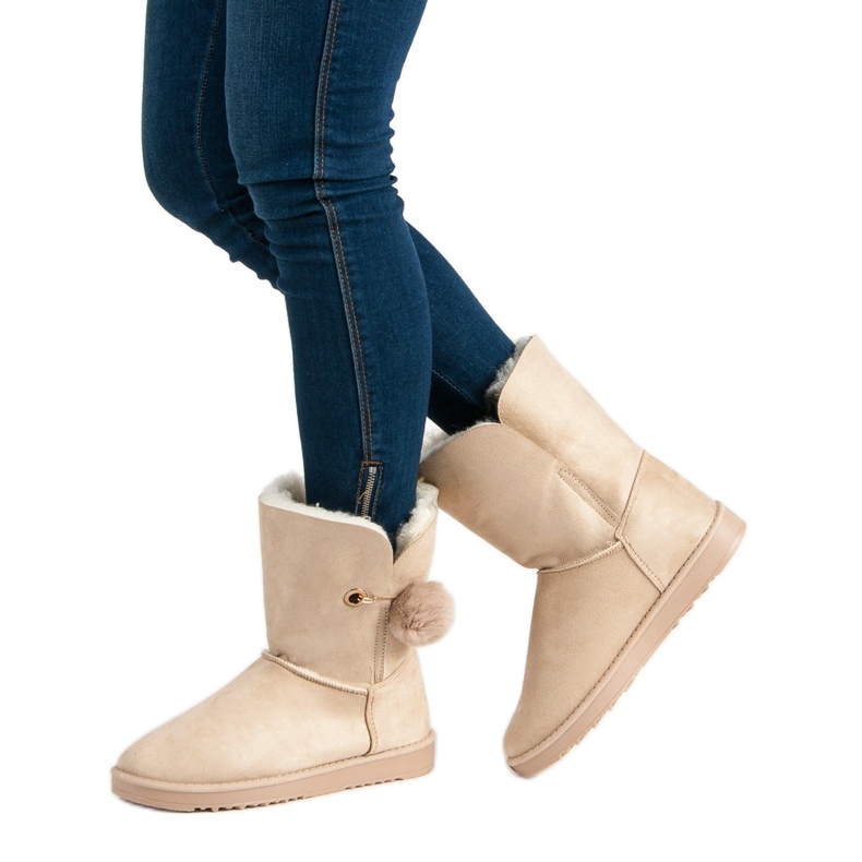 Mukluki s ovčí kůží hnědý 1