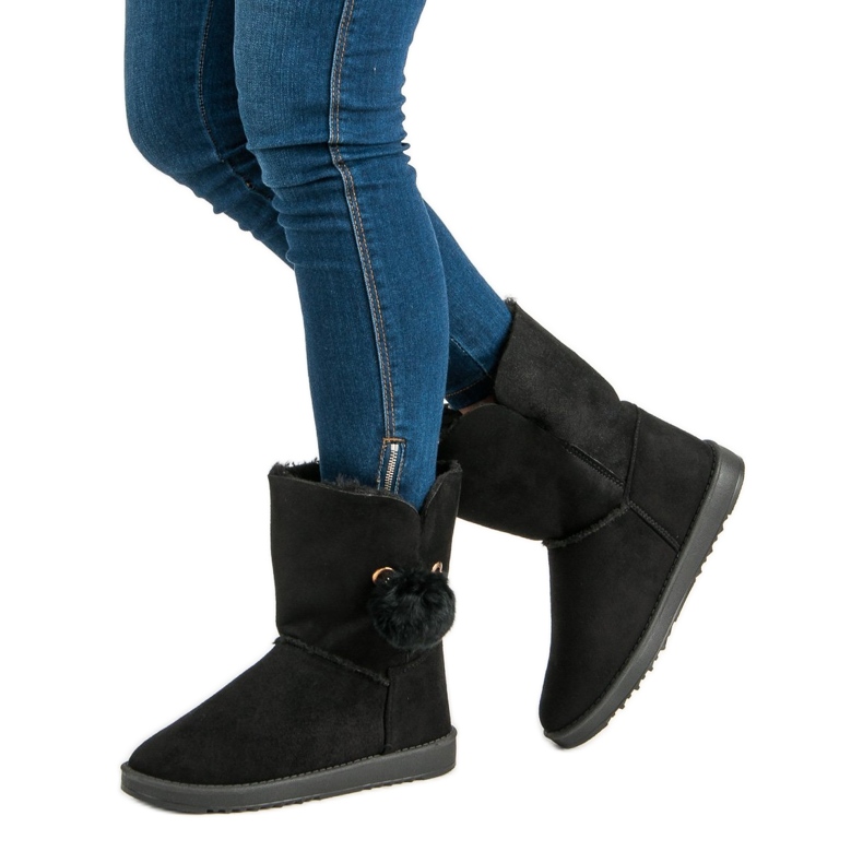 Mukluki s ovčí kůží černá 1