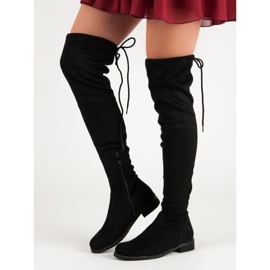 Super Me Módní kozačky nad kolena černý 1