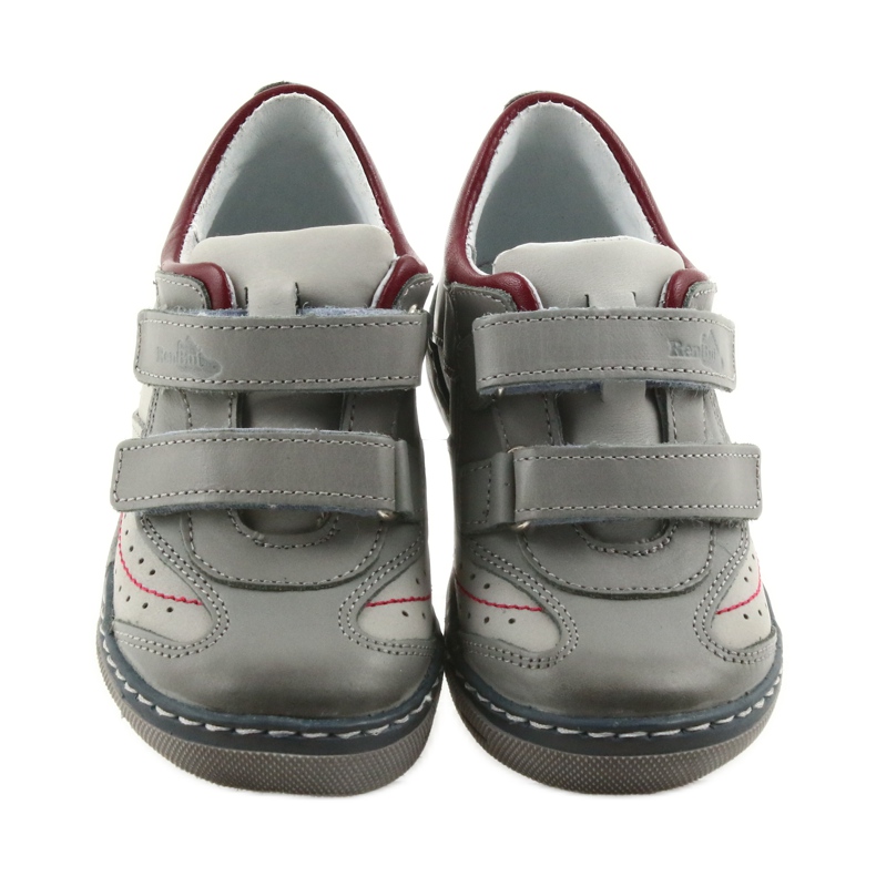 Šedé dětské boty brogues se suchým zipem Ren But 3047 červený vícebarevný šedá 4