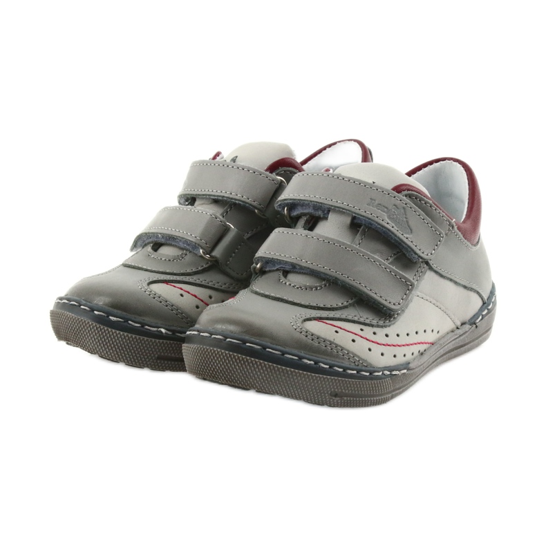 Šedé dětské boty brogues se suchým zipem Ren But 3047 červený vícebarevný šedá 3
