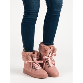 Růžové sněhové boty s kožešinou růžový 1 Růžové sněhové boty s kožešinou růžový 1