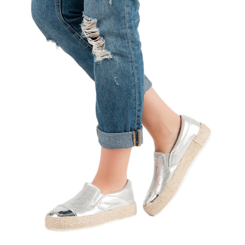 Módní stříbrné tenisky šedá 2