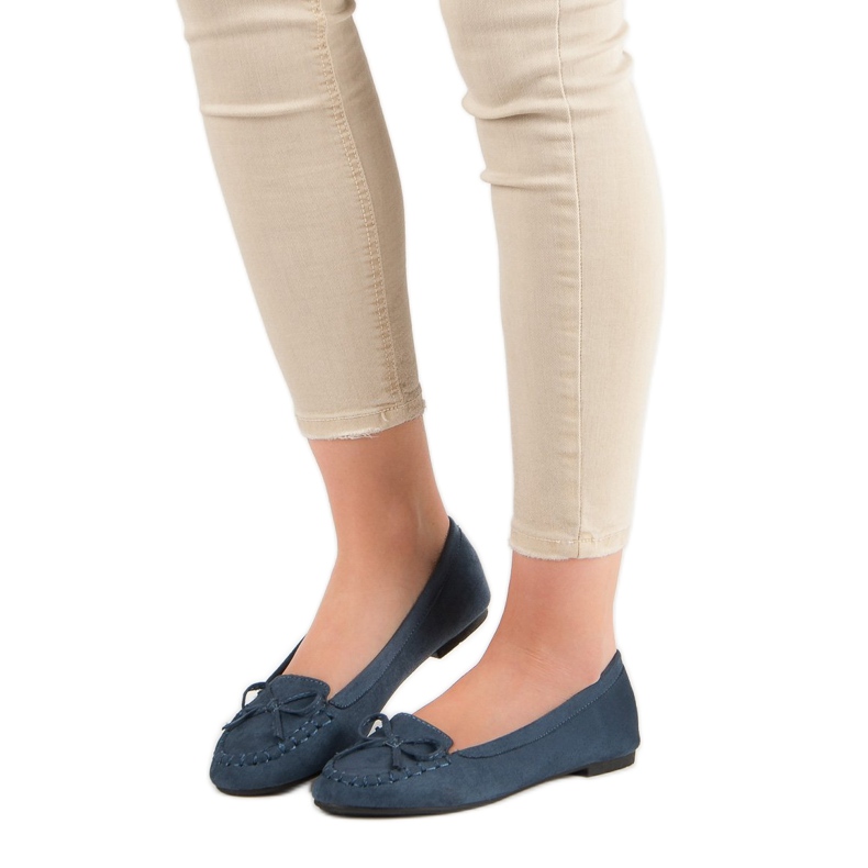 Small Swan Tmavě modré mokasíny s mašlí modrý 1