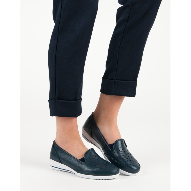 Prolamované boty z kůže VINCEZA modrý 2