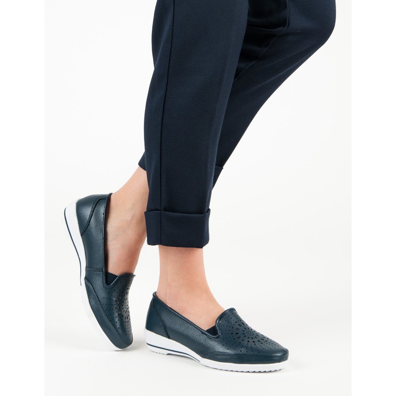 Prolamované boty z kůže VINCEZA modrý 1