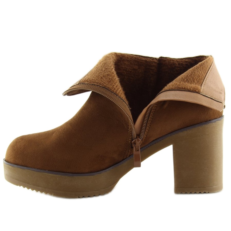 Boty na stabilním podpatku velbloud YL96009 Camel hnědý 1