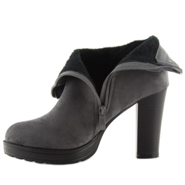 Šedá Kozačky na vysokém podpatku BK3233 Grey 2