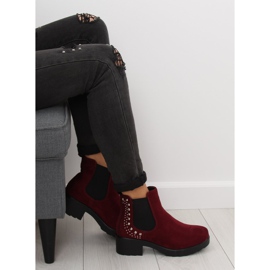 Boty Jodhpur s cvočky kaštanové Z175 Burgundsko červený 2