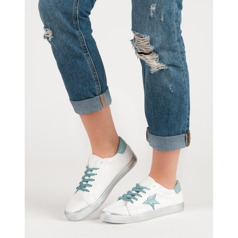 Stylové nízké tenisky bílý modrý 2 Stylové nízké tenisky bílý modrý 2