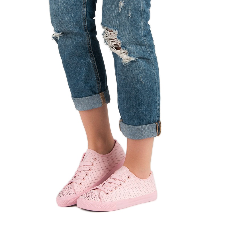 Sport Růžové tenisky s krystaly růžový 2